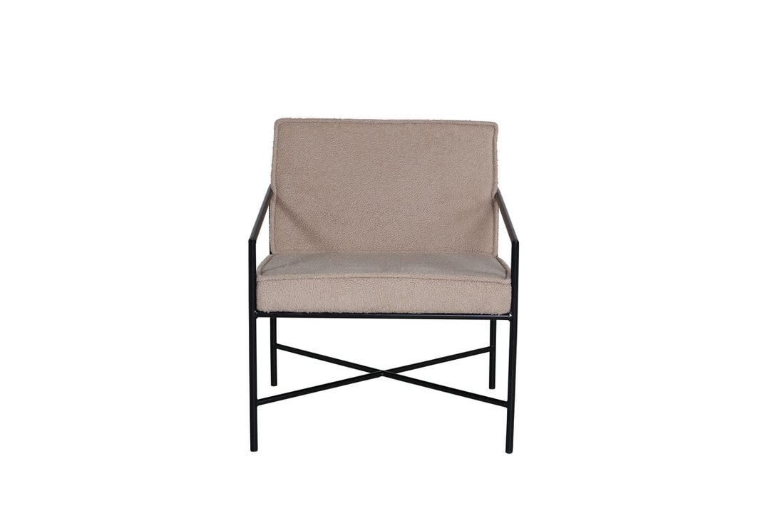 VENTURE DESIGN Rakel lænestol beige bamsestof polyester og sort stål