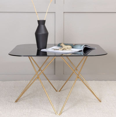 Tubas sofabord i sort marmor glas og messing metal til billigt tilbud! 80 x 80 cm. Spar op til 65% på udsalg. Hurtig levering: 1-2 hverdage.