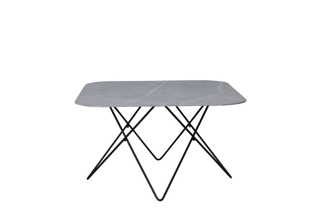 VENTURE DESIGN Tristar sofabord kvadratisk grå marmoreret glas og sort stål 80x80