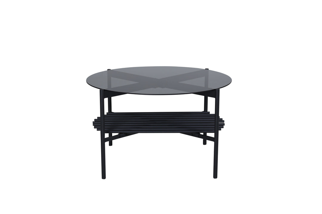 VENTURE DESIGN Von Staf sofabord m. hylde sort glas og sort stål Ø80