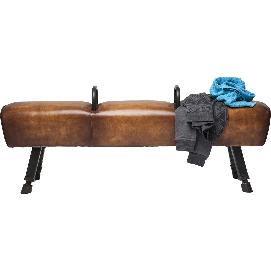 KARE DESIGN Gym Gabby bænk brunt koskind og stål 153cm