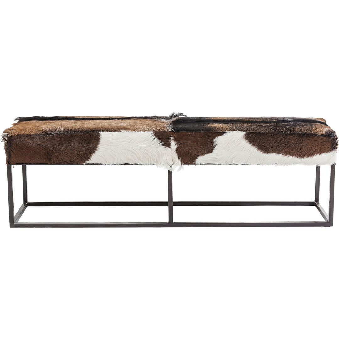 KARE DESIGN Country Life bænk brunt/hvidt gedeskind og stål