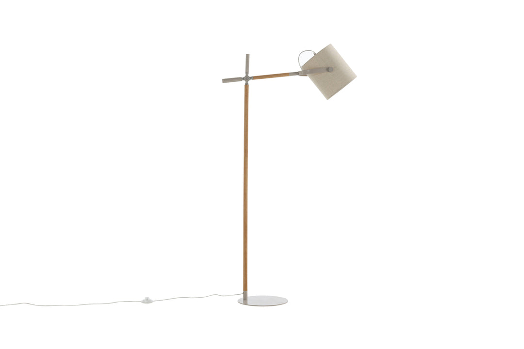 Produktbillede af VENTURE DESIGN Dennis gulvlampe beige hør og beige/natur stål i premium kvalitet