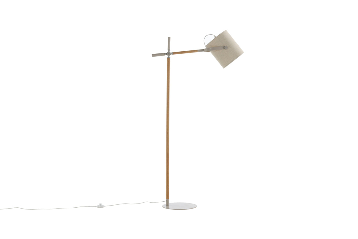 Produktbillede af VENTURE DESIGN Dennis gulvlampe beige hør og beige/natur stål i premium kvalitet