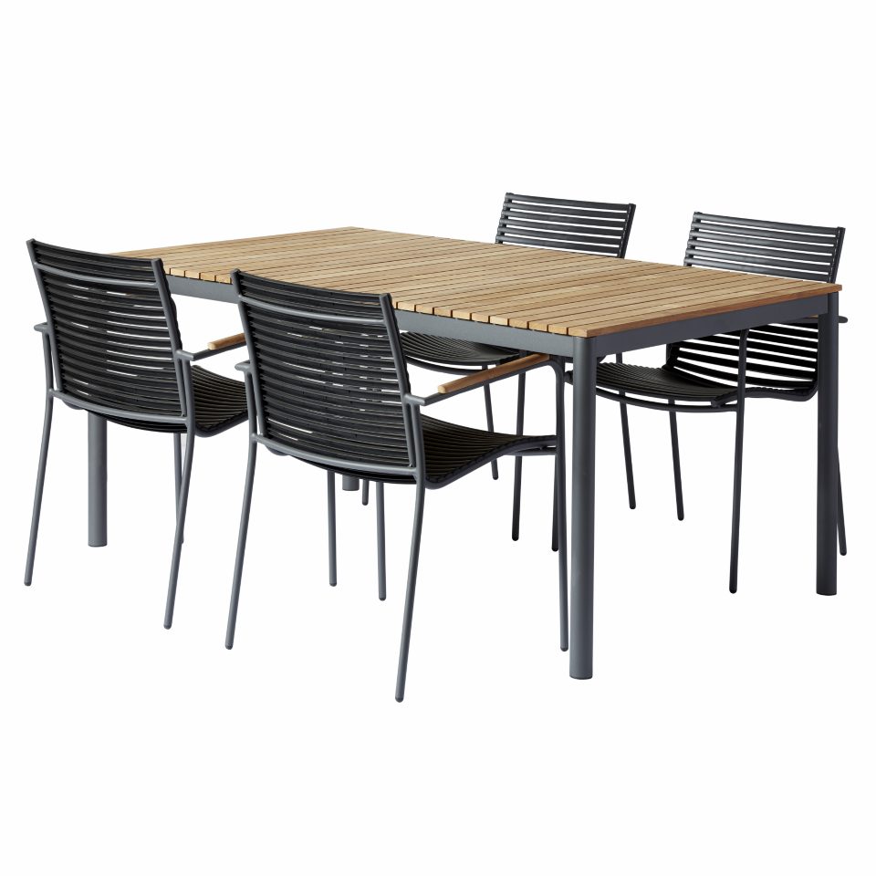 Produktbillede af CINAS ORIGINAL MOOD BORD/STOLE ALU/TEAK ANTRACIT 167,5 i premium kvalitet