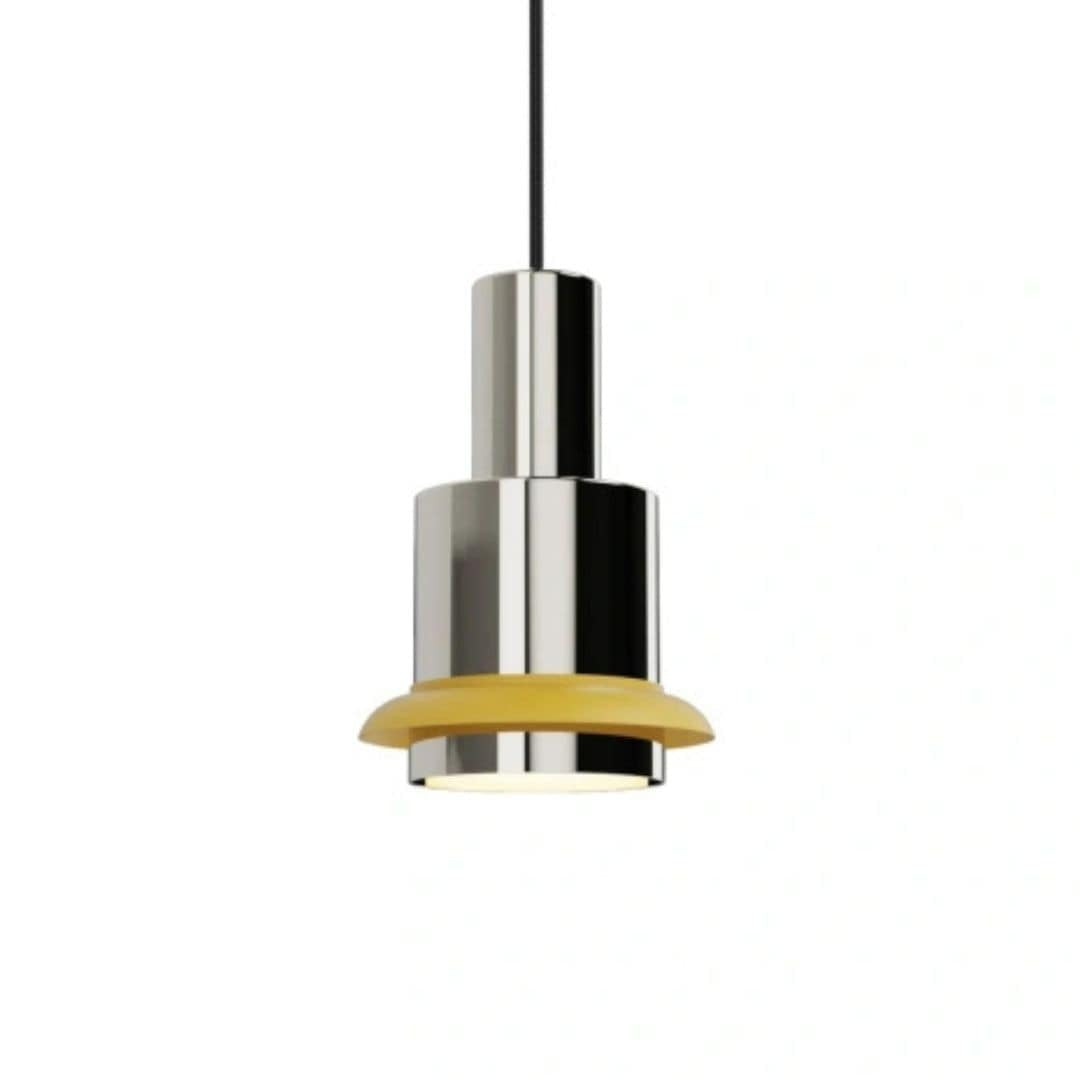 Produktbillede af Chaumont Ø19 pendel Chrome/ gul DCW éditions i premium kvalitet
