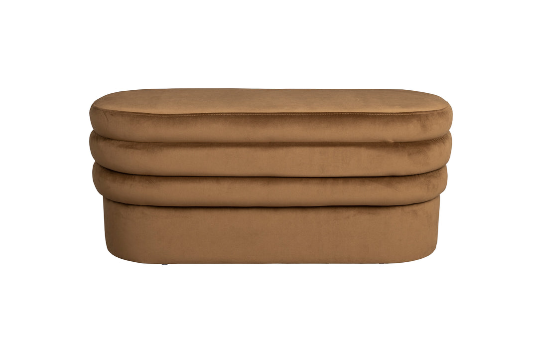 Produktbillede af DUTCHBONE Aditi bænk oval brun polyester 93x35 i premium kvalitet