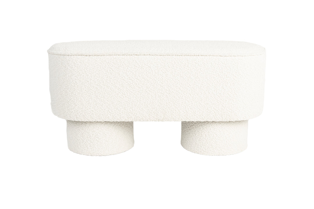 WHITE LABEL LIVING Marcos bænk oval hvid polyester 93x35