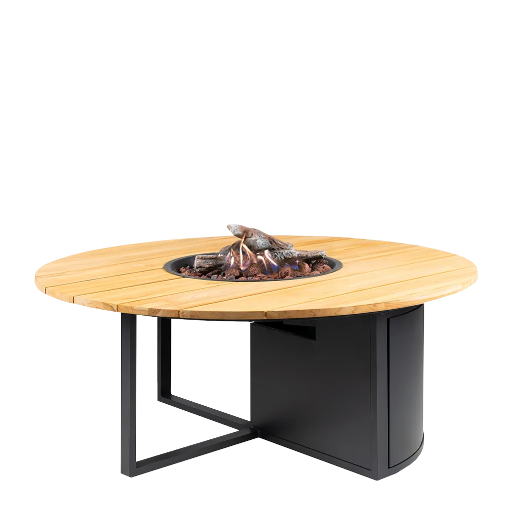 Produktbillede af COSI FIRES Cosiloft 120 round ildbord rund natur teaktræ og sort aluminium Ø120 i premium kvalitet