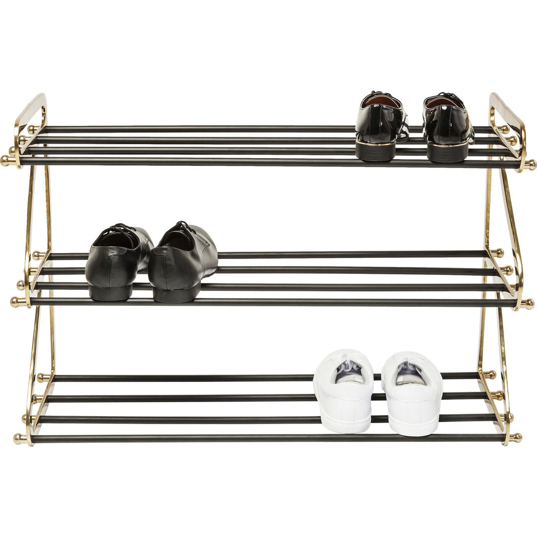 KARE DESIGN Walk Big skohylde messing og sort metal m. 3 hylder