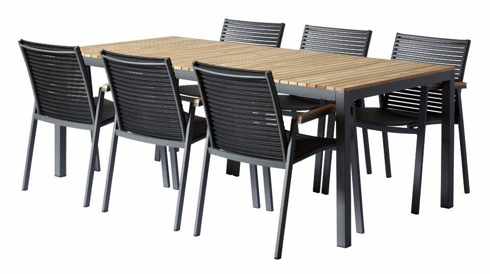 Produktbillede af CINAS ORIGINAL MOOD EXTREME BORD/STOLE ALU/TEAK ANTRACIT 208 i premium kvalitet