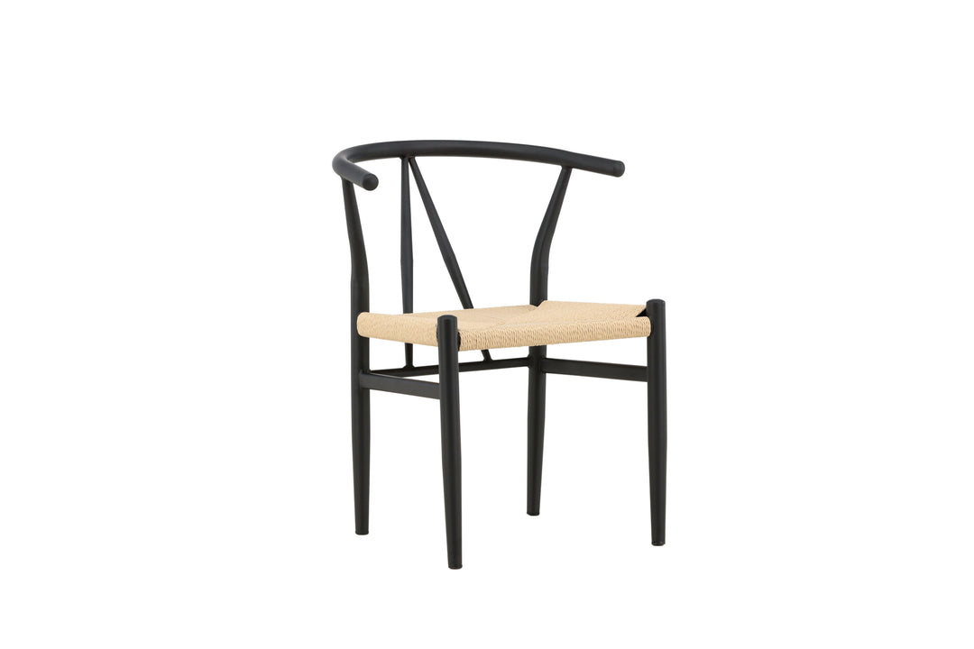 VENTURE DESIGN Alfons spisebordsstol m. armlæn beige rattan og sort stål