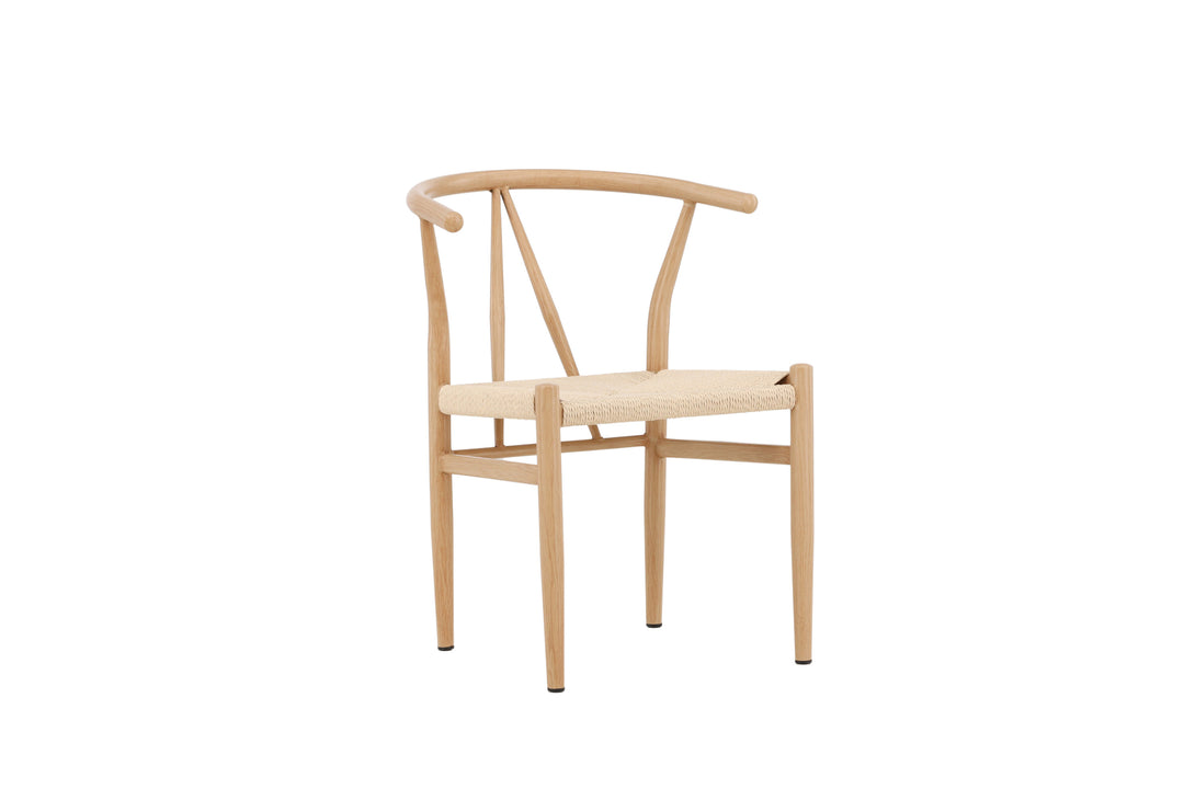 VENTURE DESIGN Alfons spisebordsstol m. armlæn beige rattan og natur stål
