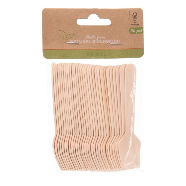 Produktbillede af Ske Birketræ Sæt 30 Stk F1 Klimatossen på tilbud – premium kvalitet og detaljer