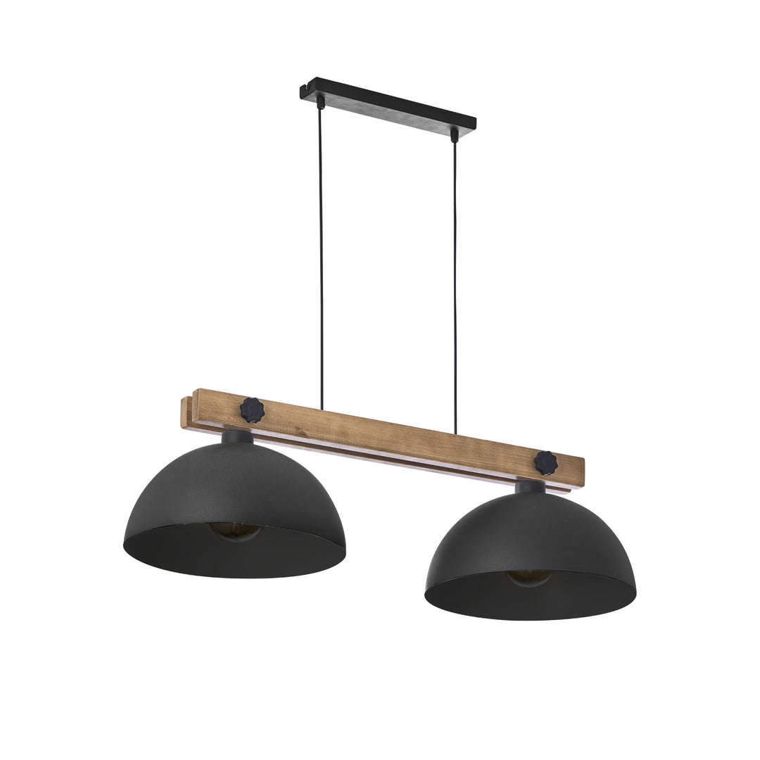TK Oslo loftlampe m. 2 skærme sort metal og træ