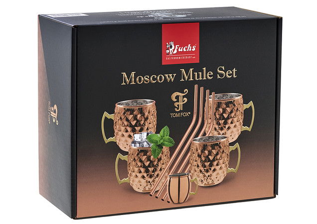 Produktbillede af Moscow Mule Diamant Set m. Sugerør 450 Ml Kobber på tilbud i premium kvalitet