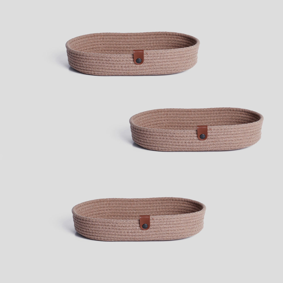 NORDVÄRK Jut brødkurv beige bomuld sæt med 3