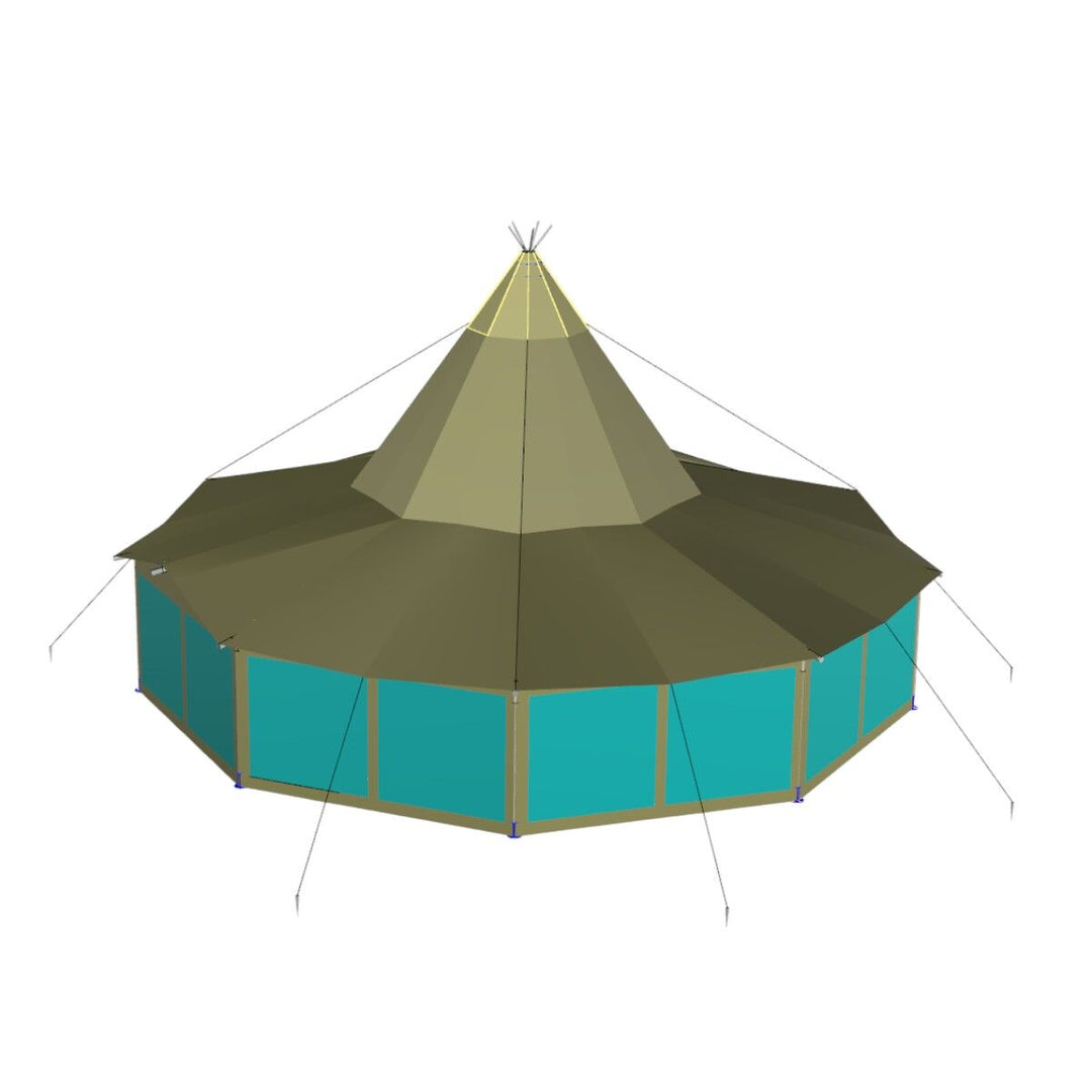 Produktbillede af Sider til Teepee Ø10,5m transperant m/Canvas kant (Sæt af 3 sider) på tilbud