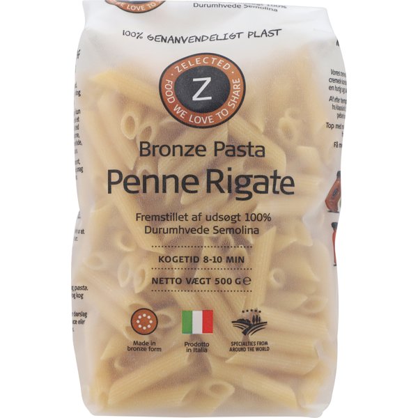 Produktbillede af Pasta Penne Rigate 500g Zelected på tilbud i premium kvalitet