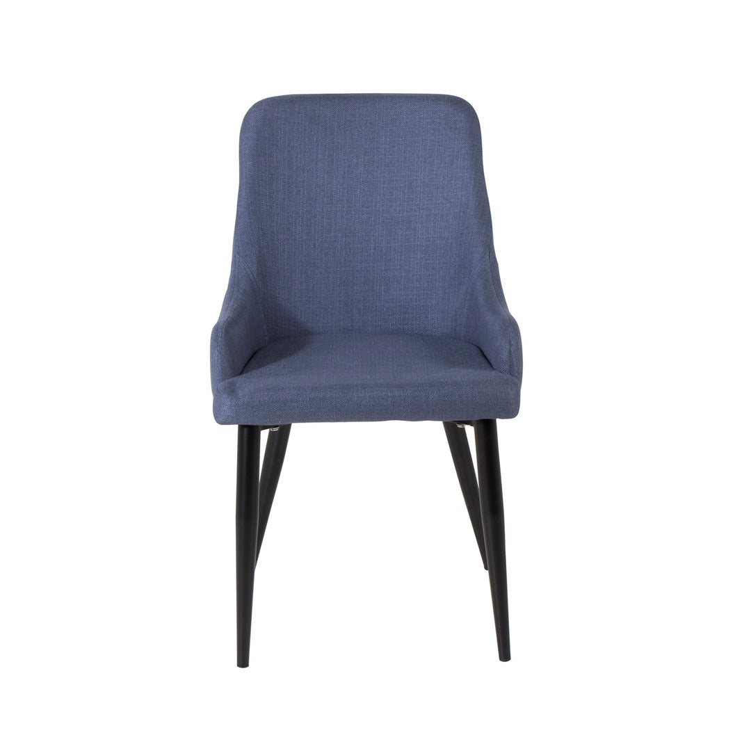 VENTURE DESIGN Plaza spisebordsstol m. armlæn blå polyester og sort metal