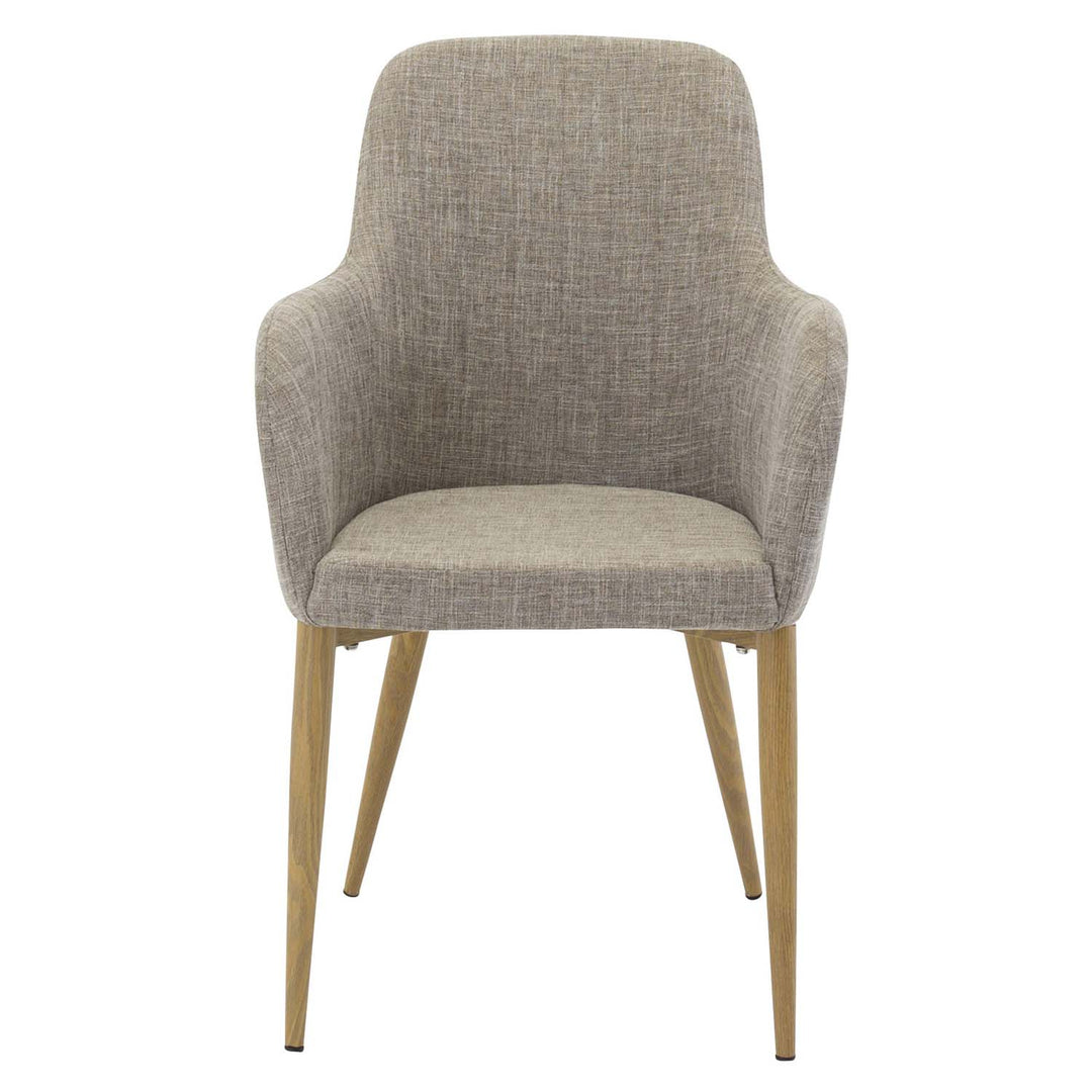 VENTURE DESIGN Comfort spisebordsstol m. armlæn lysegrå polyester og natur metal