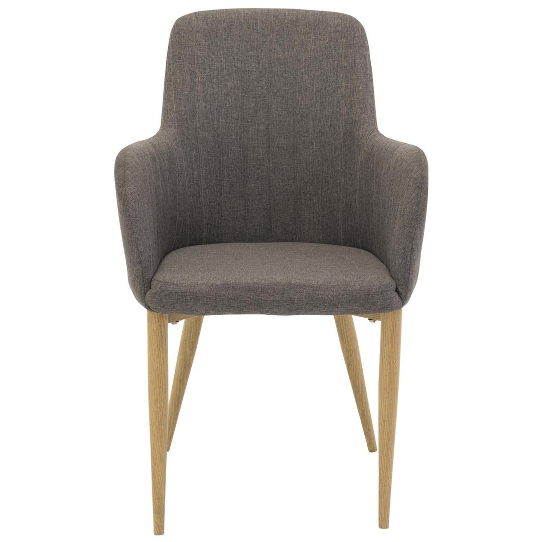 VENTURE DESIGN Comfort spisebordsstol m. armlæn mørkegrå polyester og natur metal