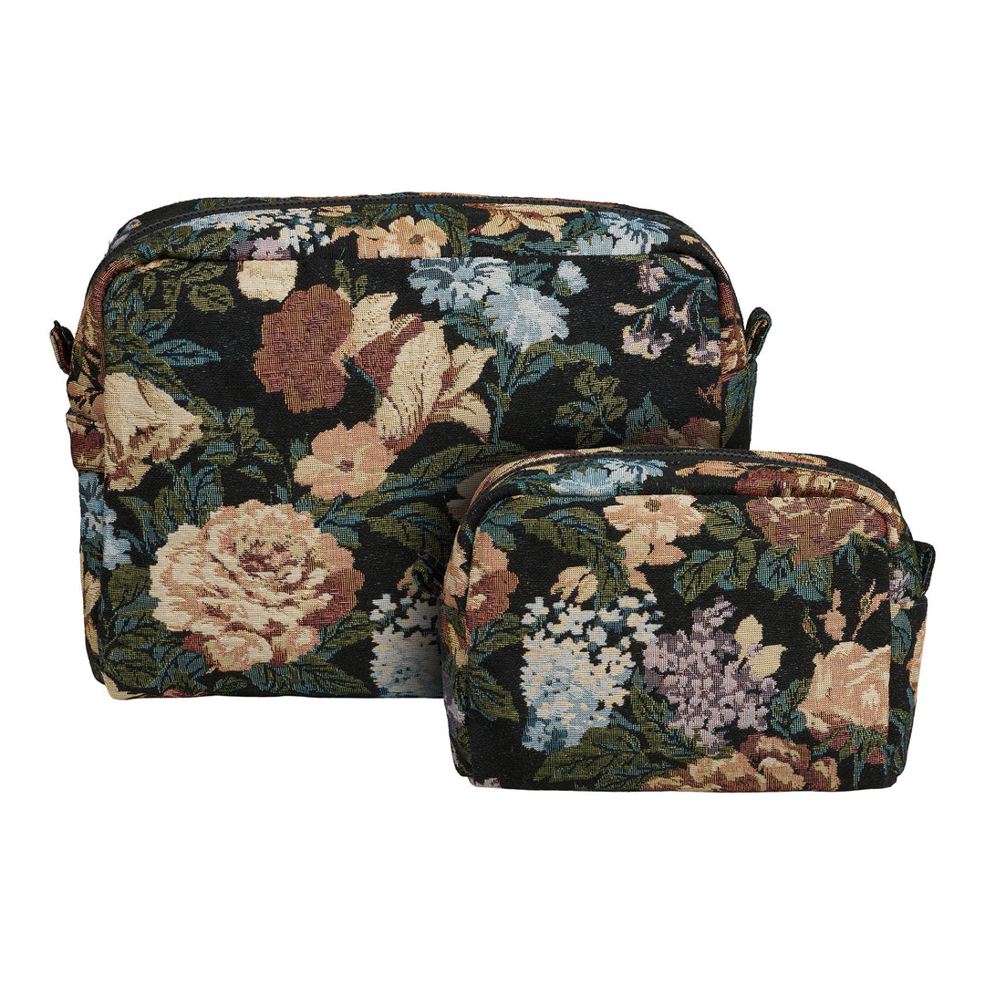 HOUSE NORDIC  Zoe toilettaske sort mix polyester sæt af 2