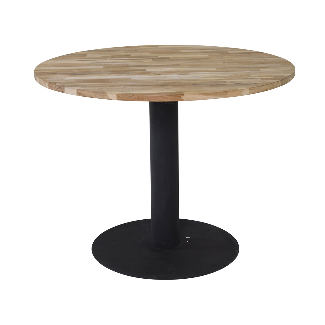 VENTURE DESIGN Cirebon spisebord natur teaktræ og sort metal Ø100