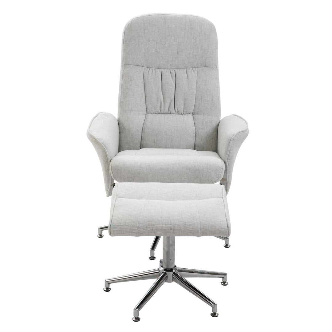 VENTURE DESIGN Rolf recliner lænestol m. fodskammel grå polyester og krom metal