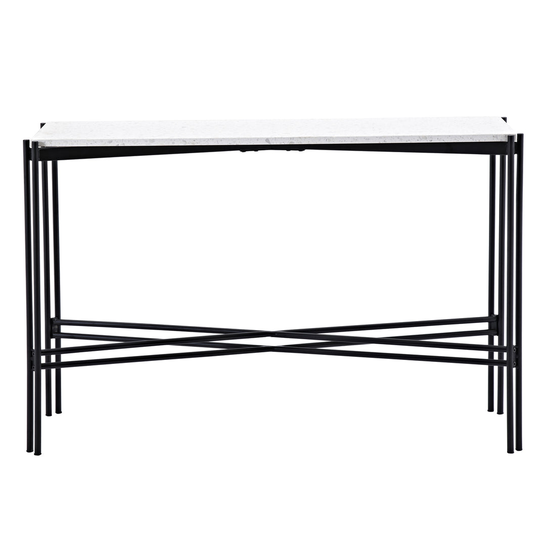 VENTURE DESIGN Razzia sidebord hvid terrazzo og sort metal 110x30