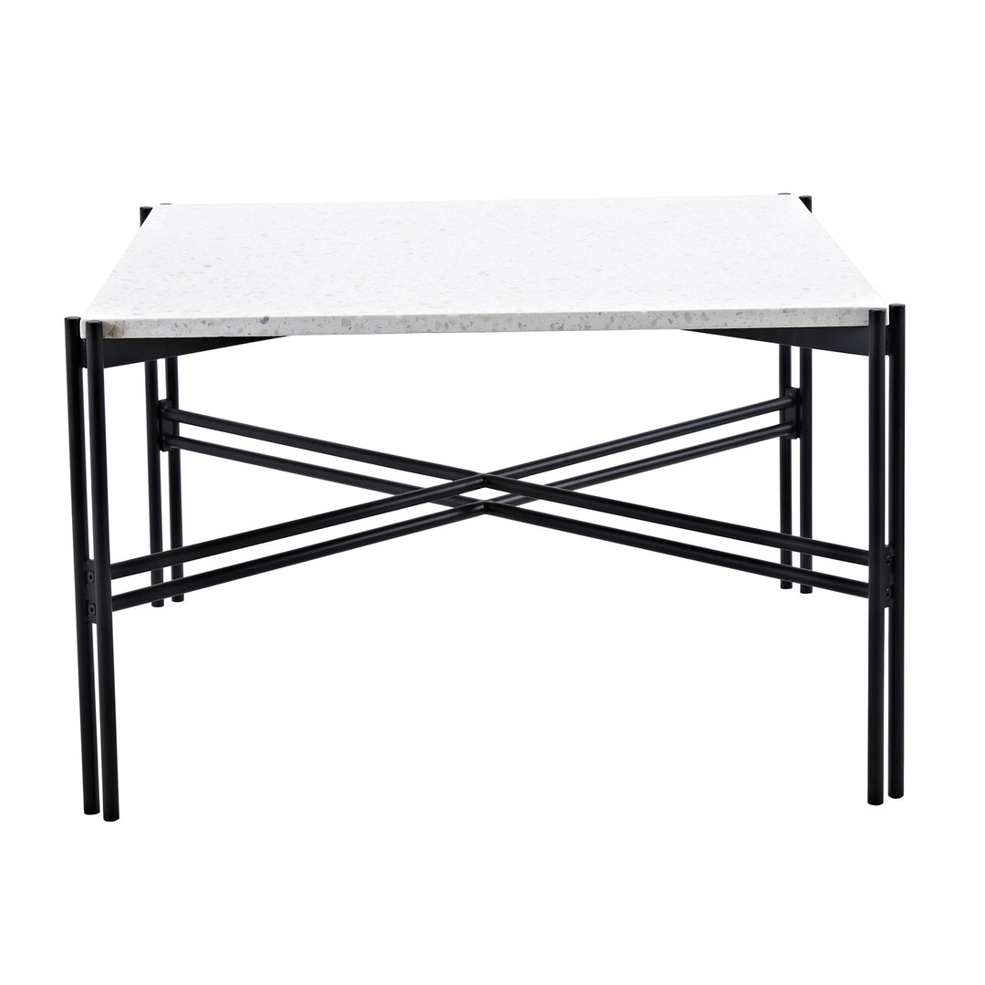 VENTURE DESIGN Razzia sofabord hvid terrazzo og sort metal 75x75