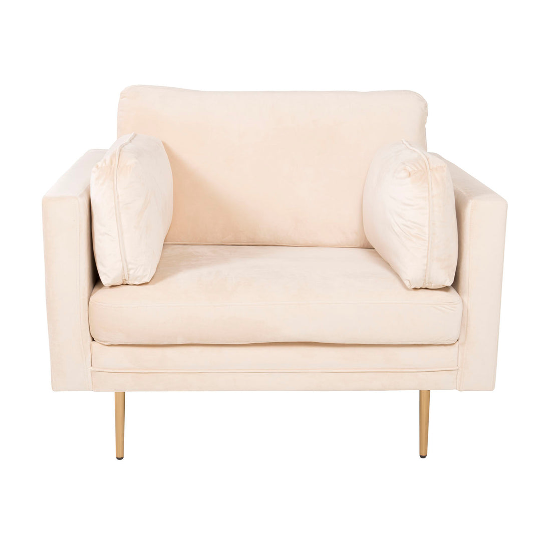 Produktbillede af VENTURE DESIGN Boom lænestol m. armlæn creme stof og metal i premium kvalitet