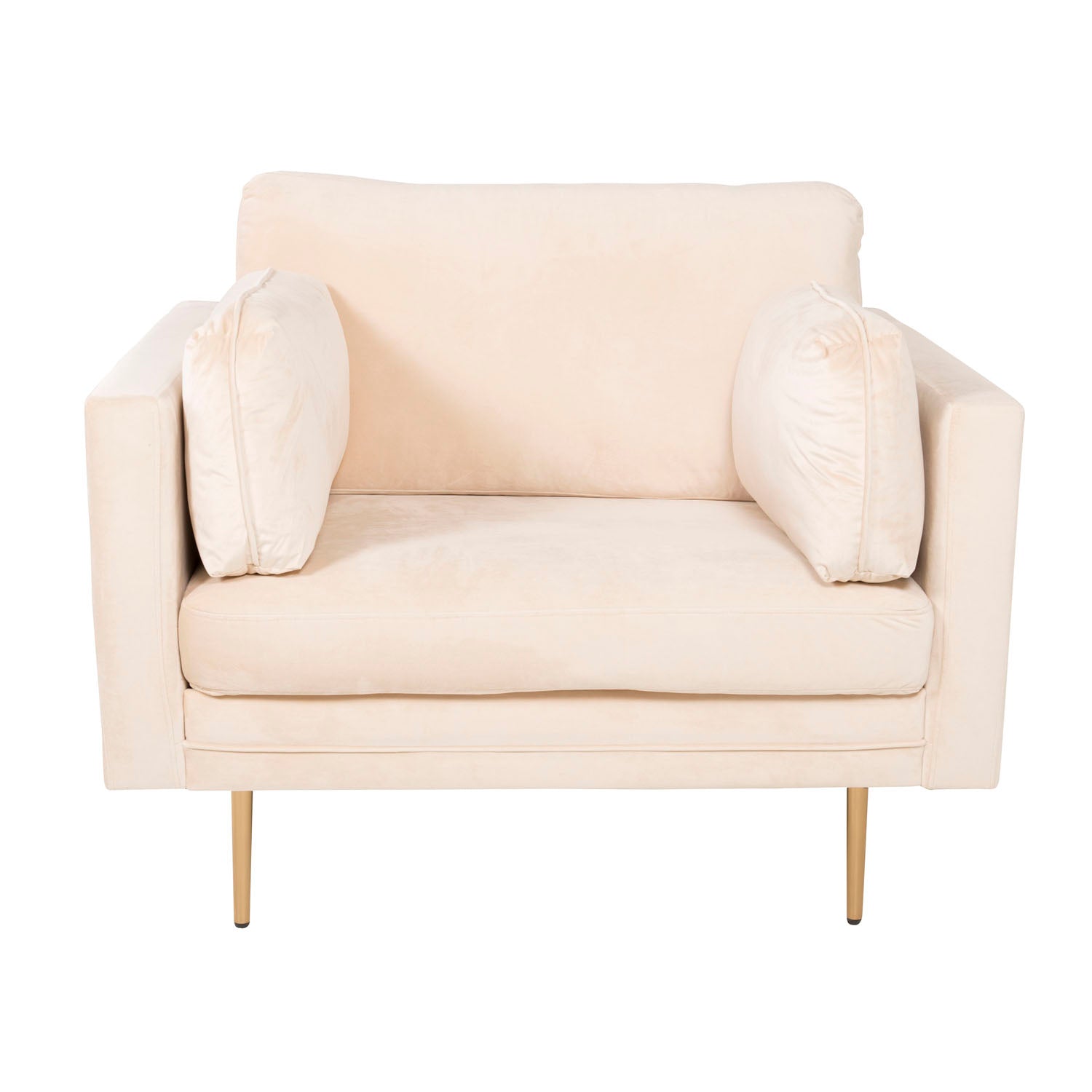 Produktbillede af VENTURE DESIGN Boom lænestol m. armlæn creme stof og metal i premium kvalitet