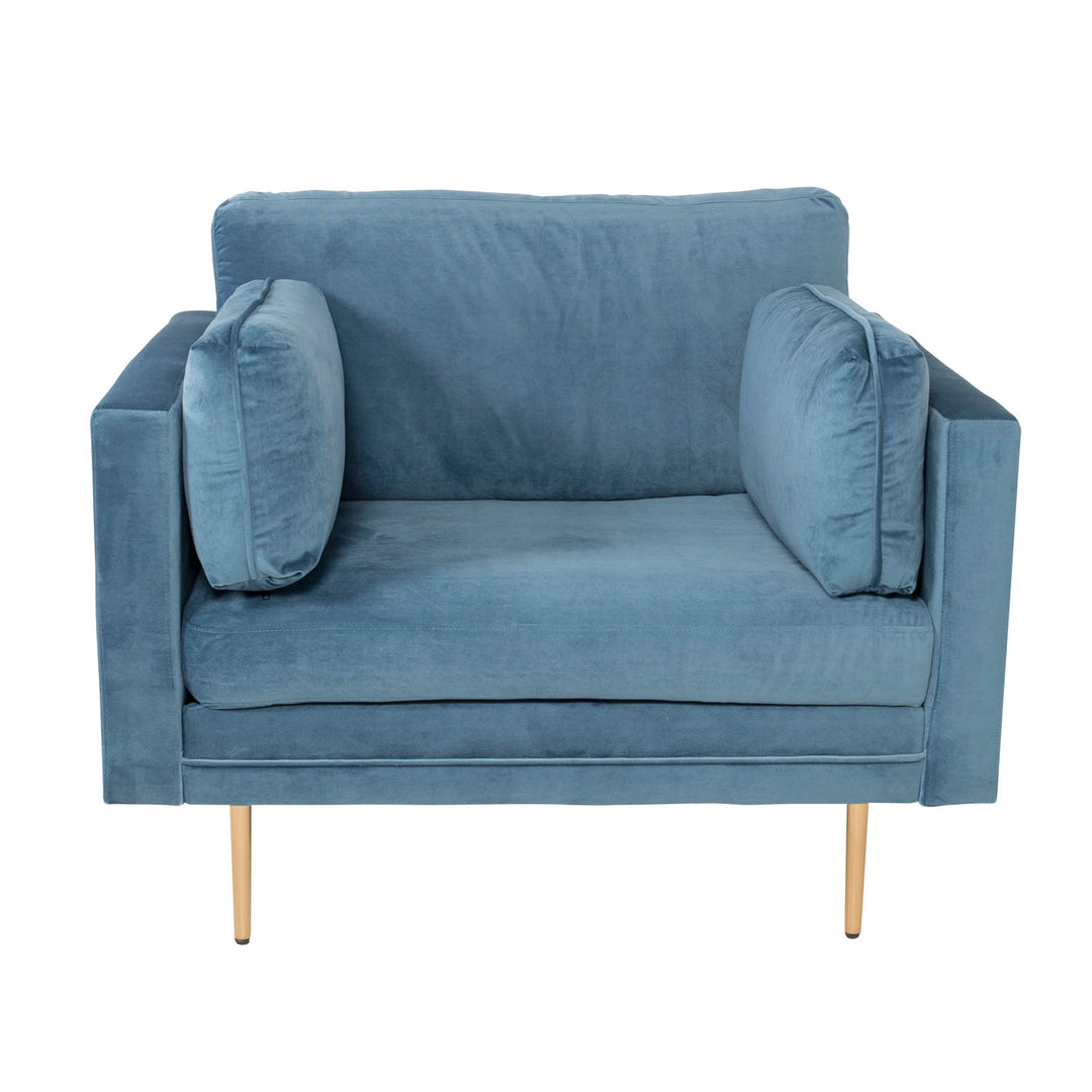 Produktbillede af VENTURE DESIGN Boom lænestol m. armlæn blå polyester og metal i premium kvalitet