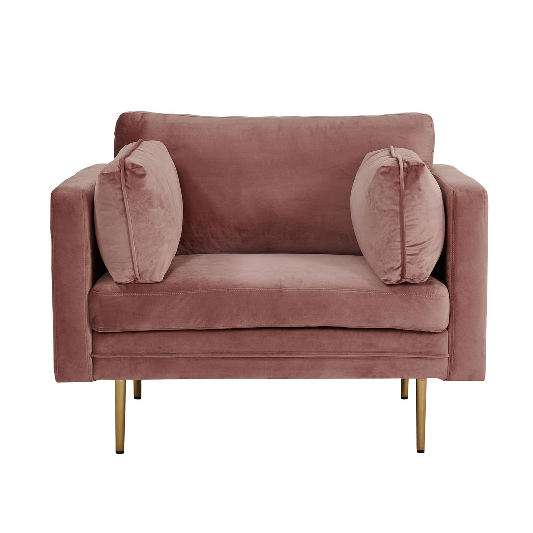 VENTURE DESIGN Boom lænestol m. armlæn rosa polyester og metal