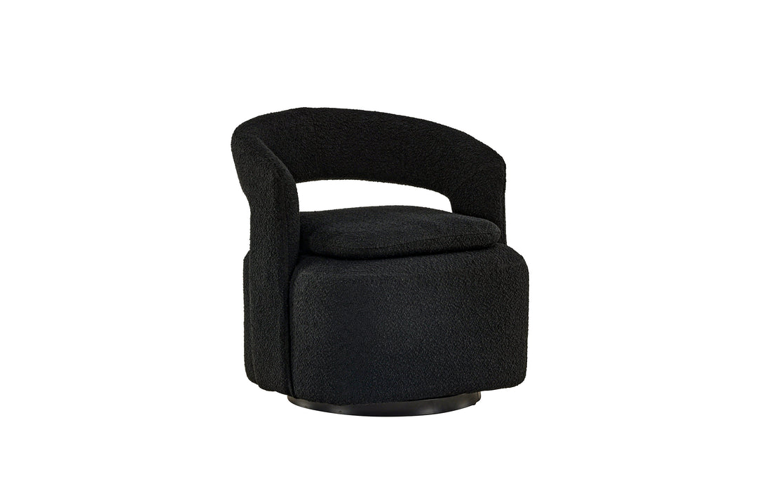 VENTURE DESIGN Laurel lænestol m. armlæn sort bouclé og sort stål