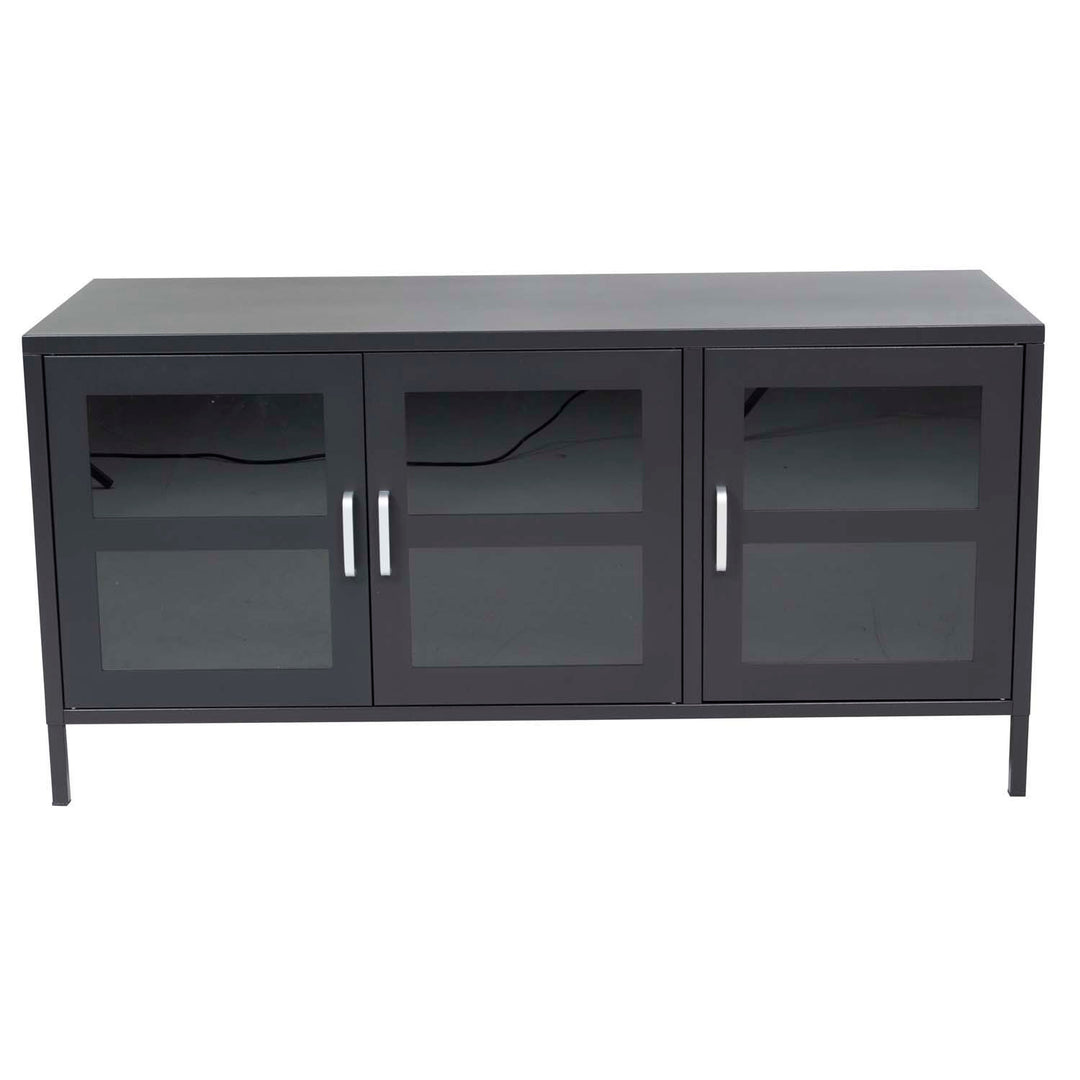 VENTURE DESIGN Acero TV-bord/skænk m. 3 låger og 2 hylder sort stål