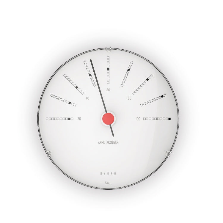 Produktbillede af Arne Jacobsen Bankers Hygrometer Ø12 cm hvid/sort/rød i premium kvalitet