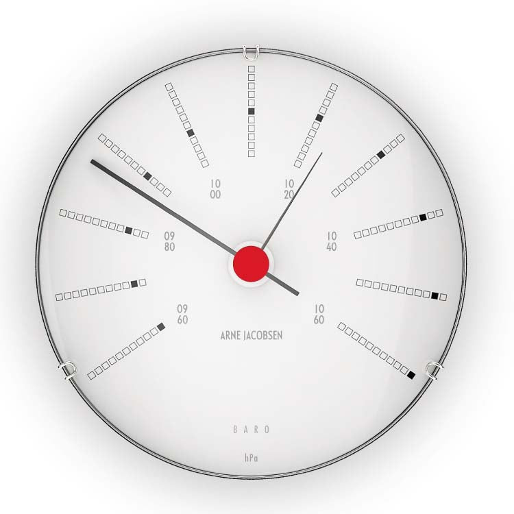 Produktbillede af Arne Jacobsen Bankers Barometer Ø12 cm hvid/sort/rød i premium kvalitet