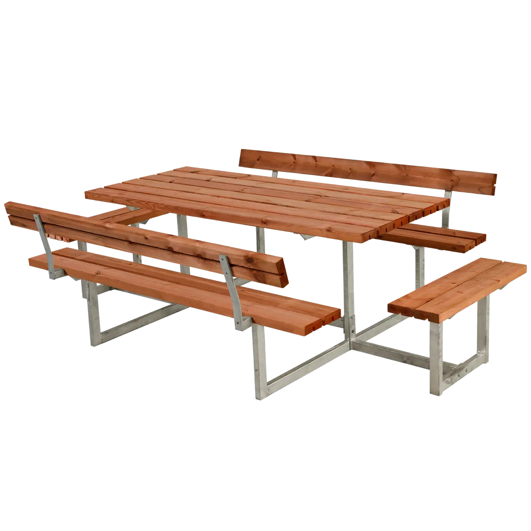 Produktbillede af PLUS BASIC BORD/BÆNKESÆT M/2 RYGLÆN OG 2 PÅBYGNINGER TEAK 260 i premium kvalitet