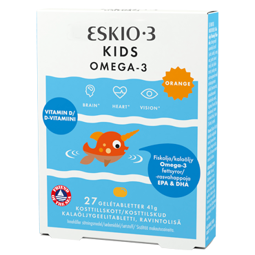 Produktbillede af Midsona Eskio-3 Kids Chewable Gelétabletter m. appelsinsmag på tilbud