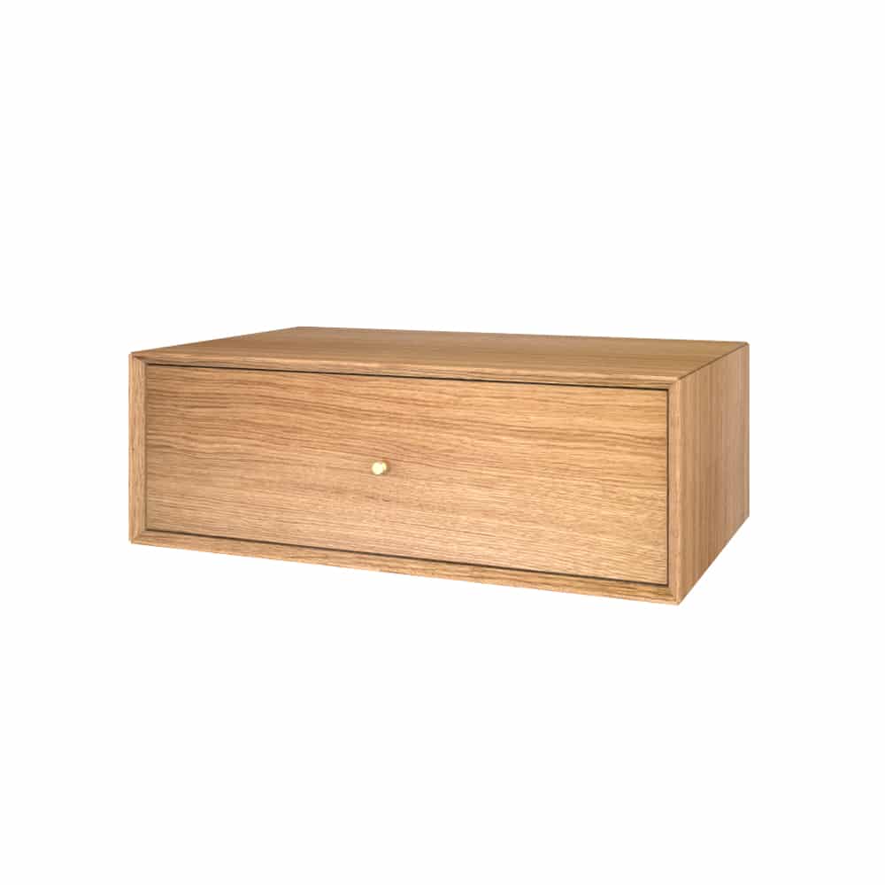 The Wood Box 1958 væghængt sengebord med skuffe i egetræsfiner