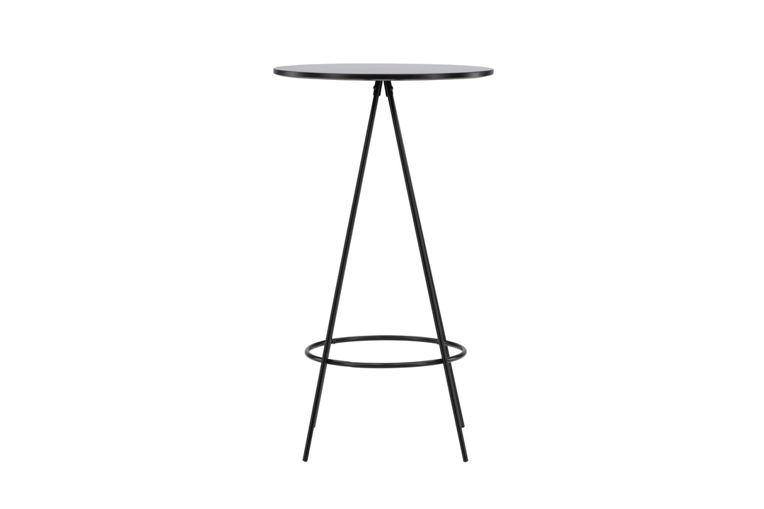 VENTURE DESIGN Bistro barbord m. fodstøtte rund sort finér og sort metal Ø60
