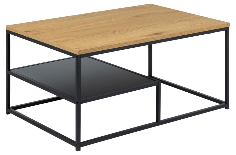 Produktbillede af ACT NORDIC Gila sofabord m. 1 hylde natur vild eg/sort melamin og sort stål 90x60 i premium kvalitet