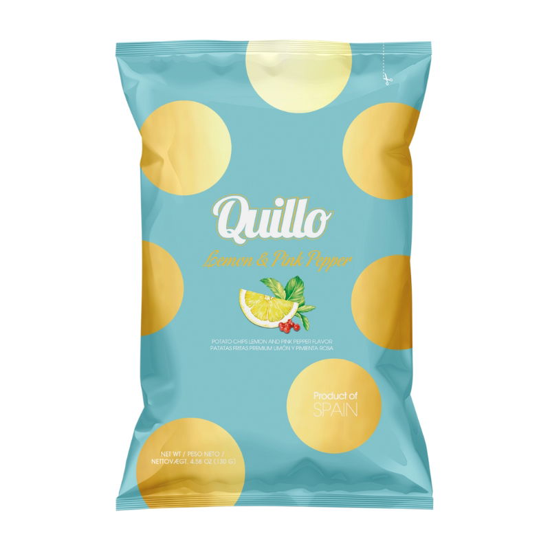 Produktbillede af Citron & Rosa Peber Chips Quillo 45g på tilbud i premium kvalitet