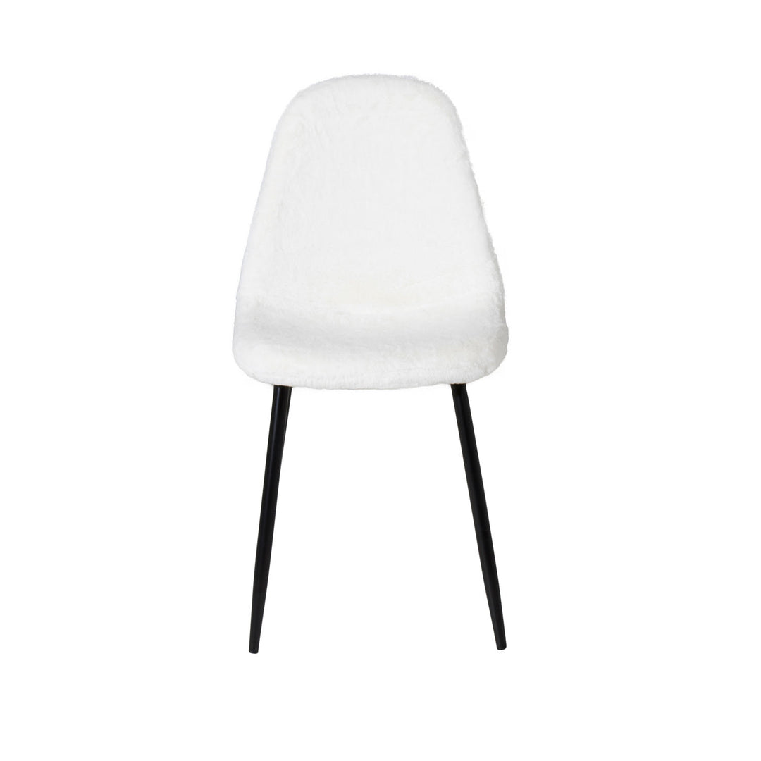 VENTURE DESIGN Polar Fluff spisebordsstol hvid polyester teddystof og sort metal