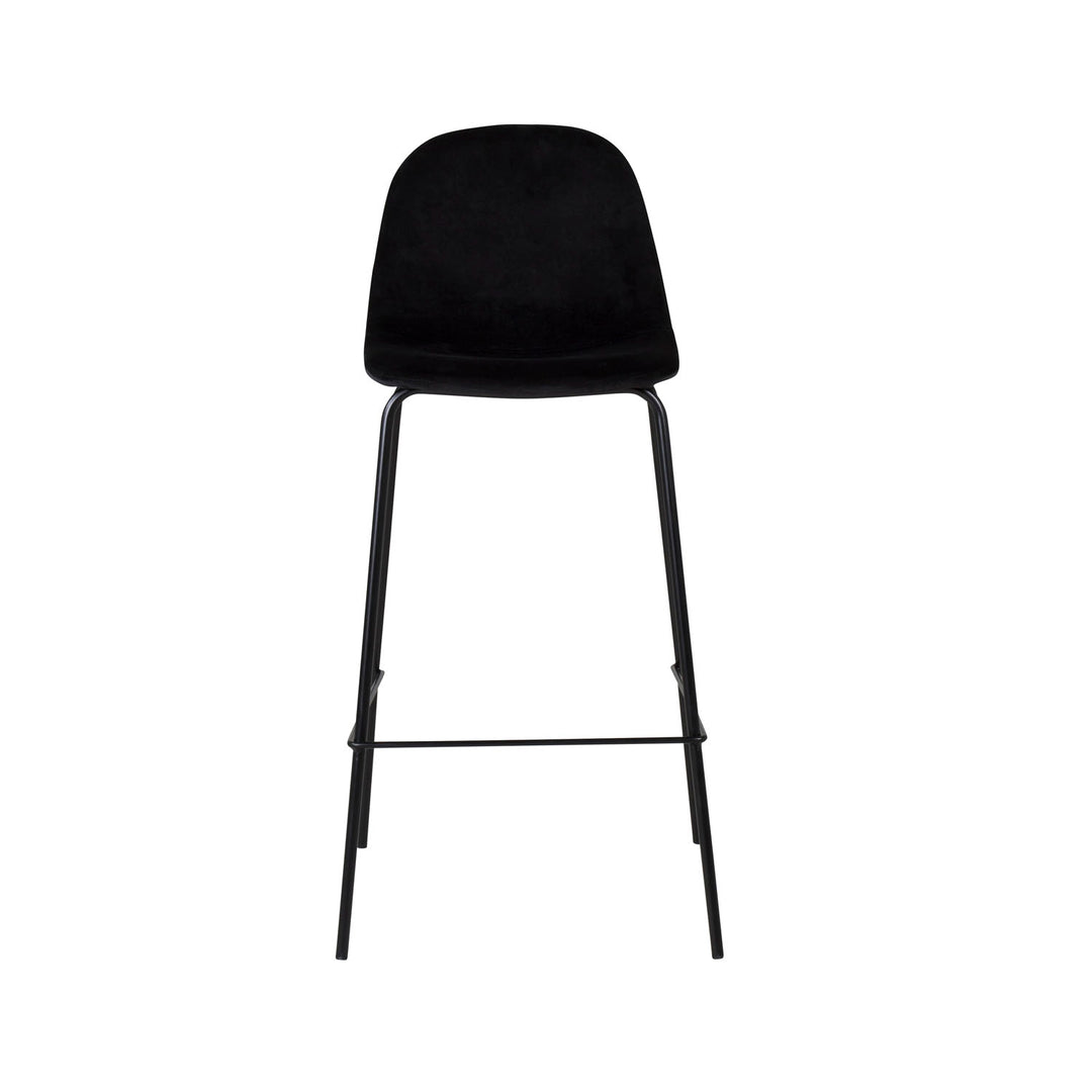 VENTURE DESIGN Polar barstol m. ryglæn og fodstøtte sort velour og sort jern