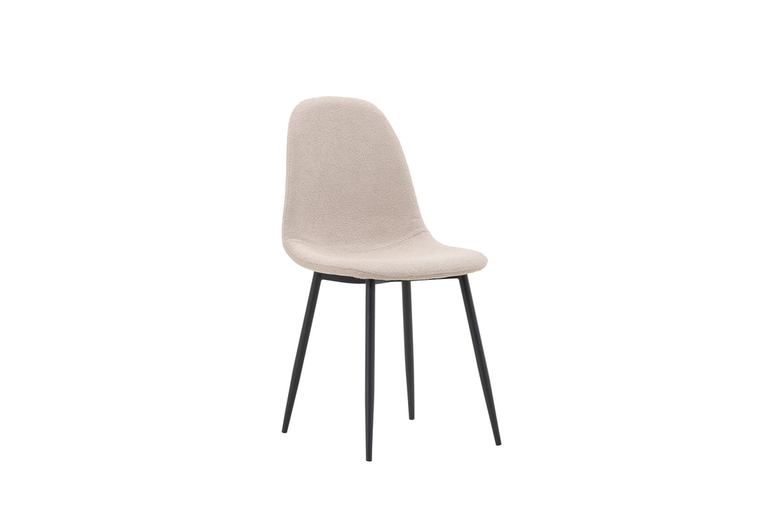 VENTURE DESIGN Polar spisebordsstol beige bouclé stof og sort stål