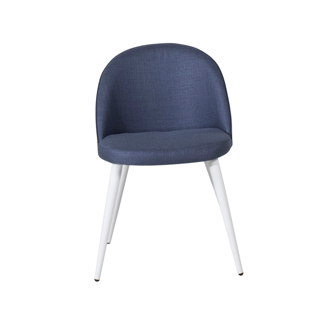 VENTURE DESIGN Velvet spisebordsstol blå polyester og hvid metal