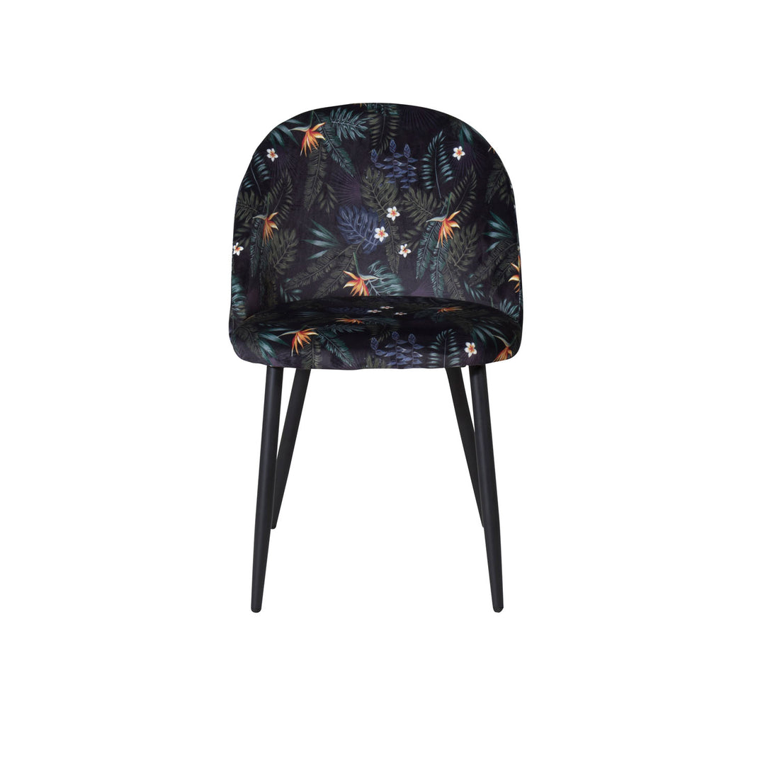 VENTURE DESIGN Velvet spisebordsstol multifarvet blomster polyester og sort metal